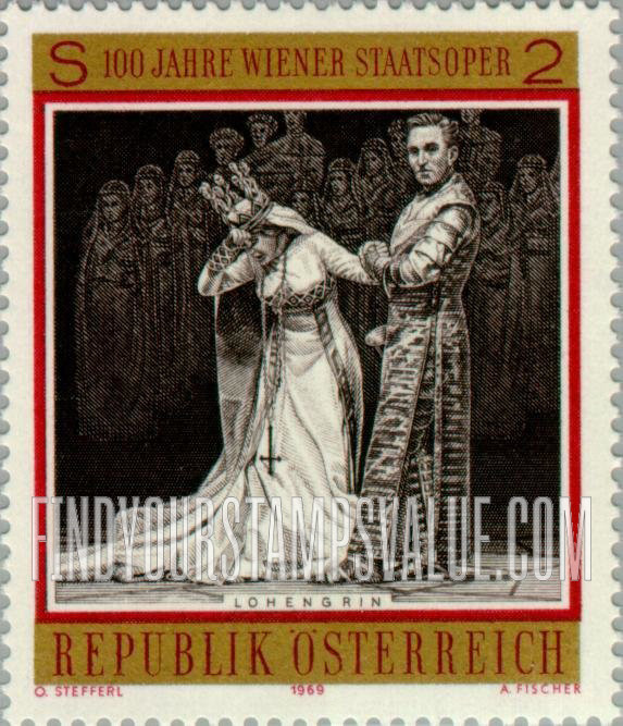 FindYourStampsValue: Centenary of Vienna Opera House: Lohengrin, Wagner