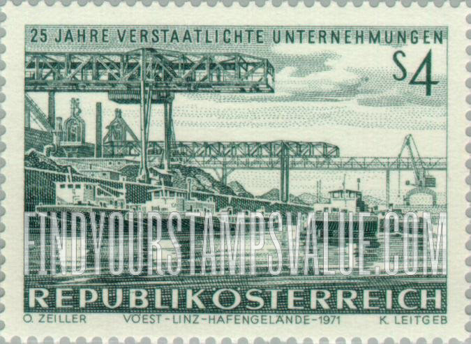FindYourStampsValue: United Austrian Iron and Steel Works, Ltd. (VOEST), Linz Harbor