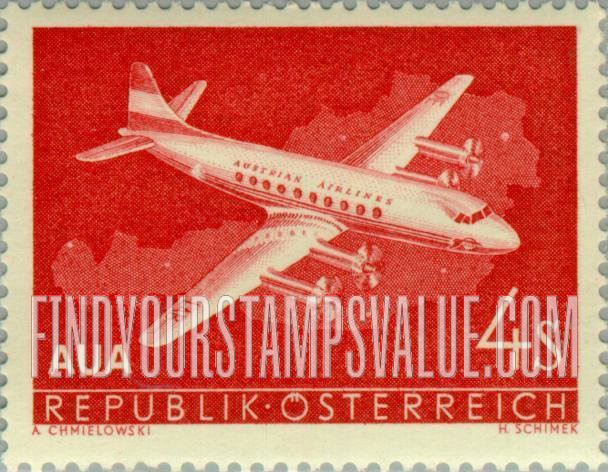 FindYourStampsValue: Plane over Map of Austria