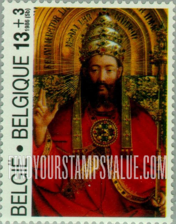 FindYourStampsValue: Semi-Postal, Paintings by Hubert van Eyck (c. 1370-1426): Christ in Majesty