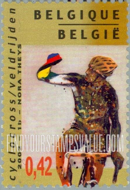 FindYourStampsValue: World Cyclo-Cross and Road Bicycling Championships: Rider with fist in air