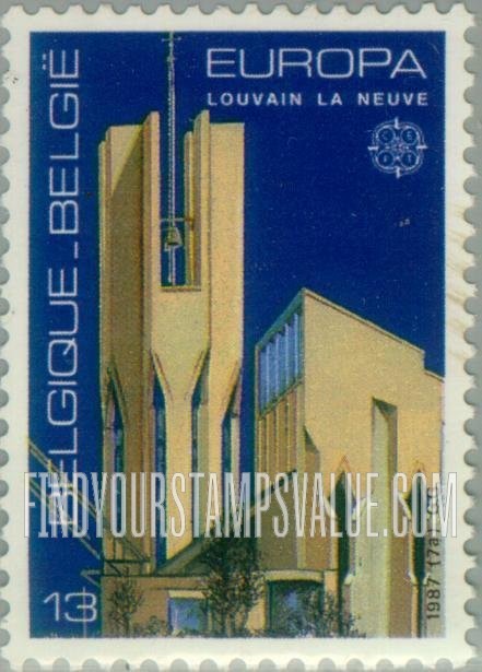 FindYourStampsValue: Europa 1987, Modern architecture: Louvain-la-Neuve Church