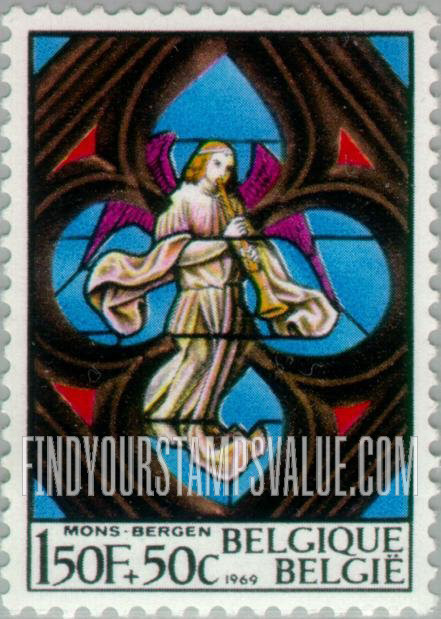 FindYourStampsValue: Semi-Postal: Angel with trumpet, St. Waudru’s, Mons