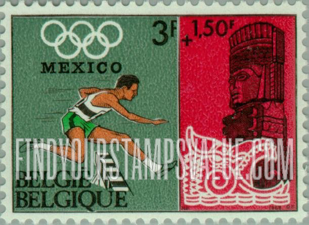 FindYourStampsValue: Semi-Postal: Hurdler, colossus of Tula and animal head from Kukulkan
