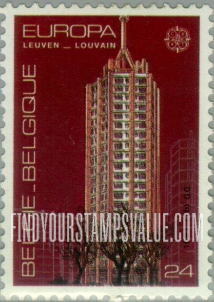 FindYourStampsValue: Europa 1987, Modern architecture: Regional Housing Associate Tower, St. Maartensdal at Louvain