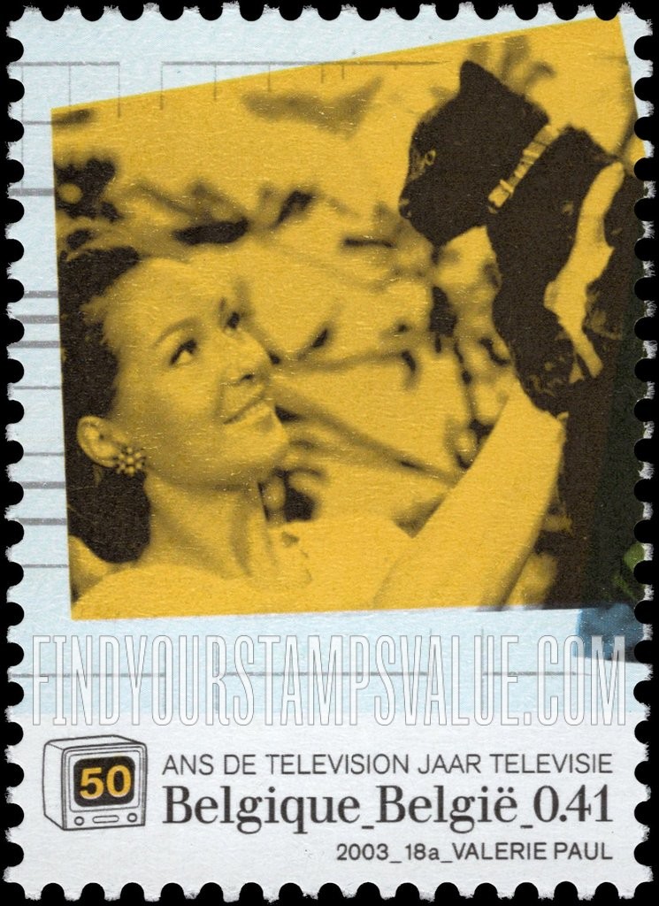 FindYourStampsValue: Belgian Television, 50th Anniversary: Jardin Extraordinaire (yellow panel)