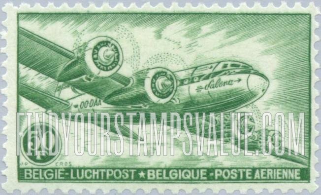 FindYourStampsValue: Air Post: DC-4 Skymaster, Sabena Airline
