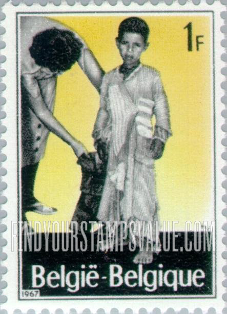 FindYourStampsValue: Semi-Postal: Boy receiving clothes