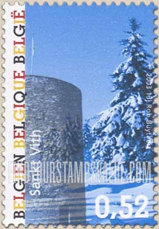 FindYourStampsValue: Tourism: Büchtelturm, snow-covered tree (Sankt Vith)