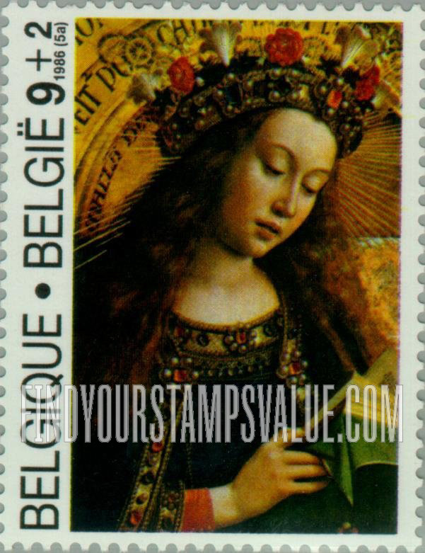 FindYourStampsValue: Semi-Postal, Paintings by Hubert van Eyck (c. 1370-1426): Madonna