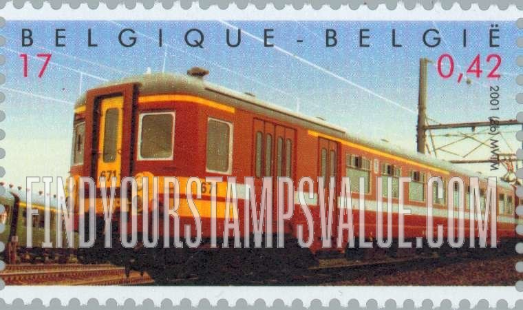 FindYourStampsValue: Belgian National Railway Company, 75th Anniversary: 1971 Series 06 dual engine No. 671