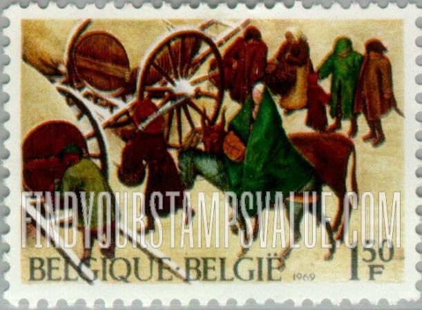 FindYourStampsValue: The Census at Bethlehem (detail), by Peter Brueghel