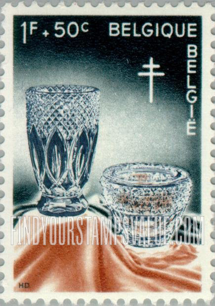 FindYourStampsValue: Semi-Postal, Belgian handicrafts: Cut crystal vases