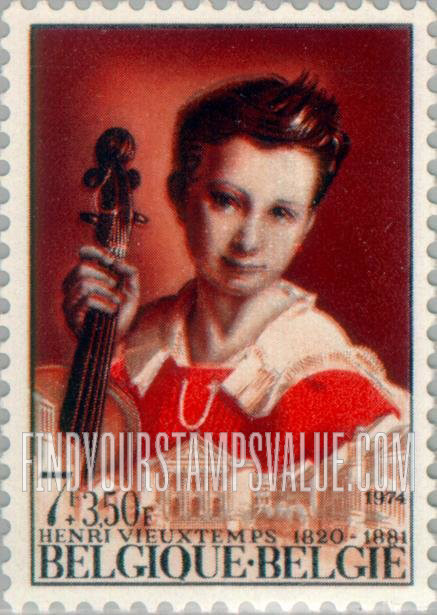 FindYourStampsValue: Semi-Postal: Henri Vieuxtemps and view of Verviers