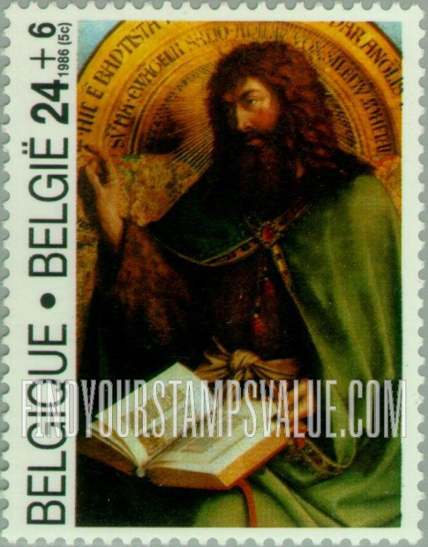 FindYourStampsValue: Semi-Postal, Paintings by Hubert van Eyck (c. 1370-1426): St. John the Baptist