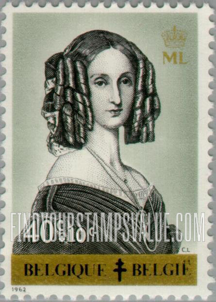 FindYourStampsValue: Semi-Postal, Belgian Queens: Queen Louise-Marie, with “ML” initials