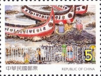 FindYourStampsValue: Children’s Art: Winning drawings in children’s stamp design competition: Fishing boats and catch  - 儿童画：在儿童邮票设计比赛中获奖的画: 渔船和渔获量