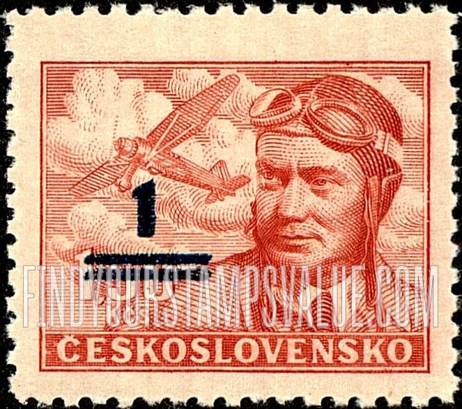 FindYourStampsValue: AIR POST STAMPS - Captain Frantisek Novak: Surcharged with New Value and Bars in Various Colors