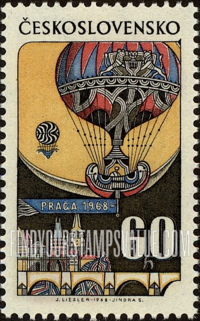 FindYourStampsValue: AIR POST STAMPS - Charles Bridge, Prague, and Balloon