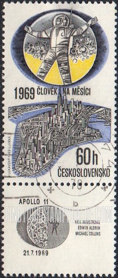 FindYourStampsValue: AIR POST STAMPS - Astronaut, Moon and Manhattan