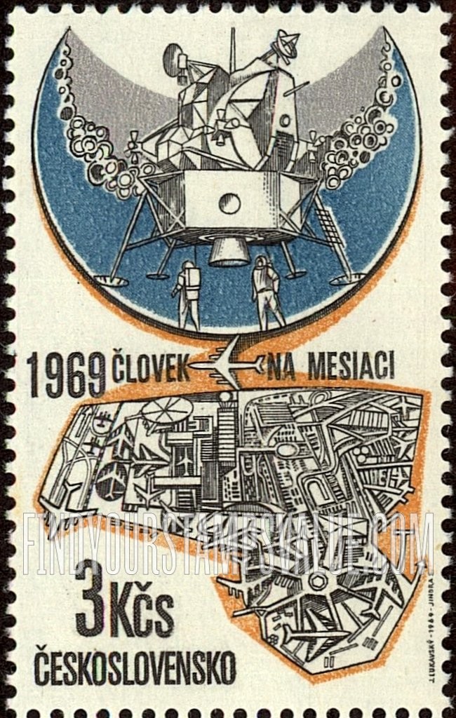 FindYourStampsValue: AIR POST STAMPS - Lunar landing module and J. F. Kennedy Airport, New York