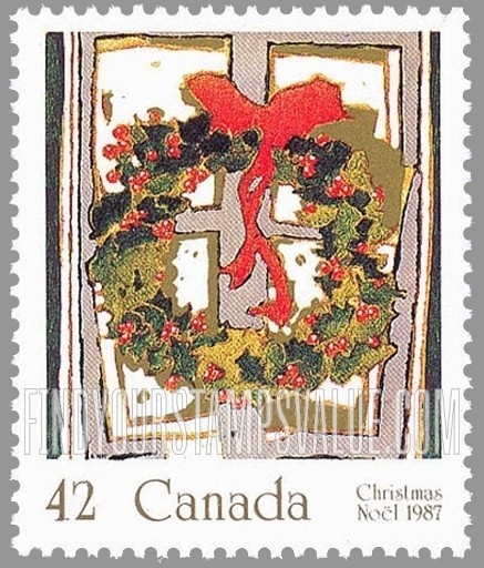 FindYourStampsValue: Christmas: Holly wreath