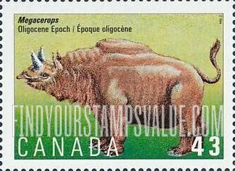 FindYourStampsValue: Dinosaur Type of 1993: Megacerops.