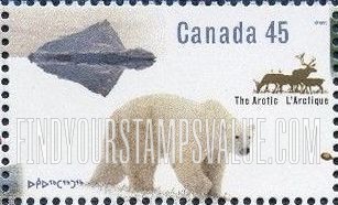 FindYourStampsValue: Canadian Arctic: Polar bear, caribou