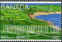 FindYourStampsValue: Fortress of Louisbourg, 275th Anniversary: Partially eroded fortifications