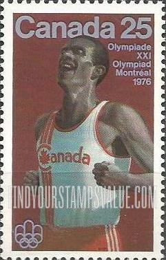 FindYourStampsValue: Marathon running and Montreal Olympic Games’ emblem.