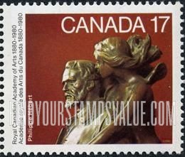 FindYourStampsValue: Inspiration, bronze sculpture by Louis-Philippe Hebert (1850-1917).