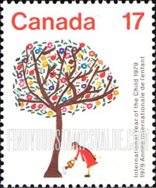 FindYourStampsValue: Girl watering tree of Life