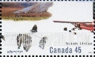 FindYourStampsValue: Canadian Arctic: Dog-sled team, ski plane