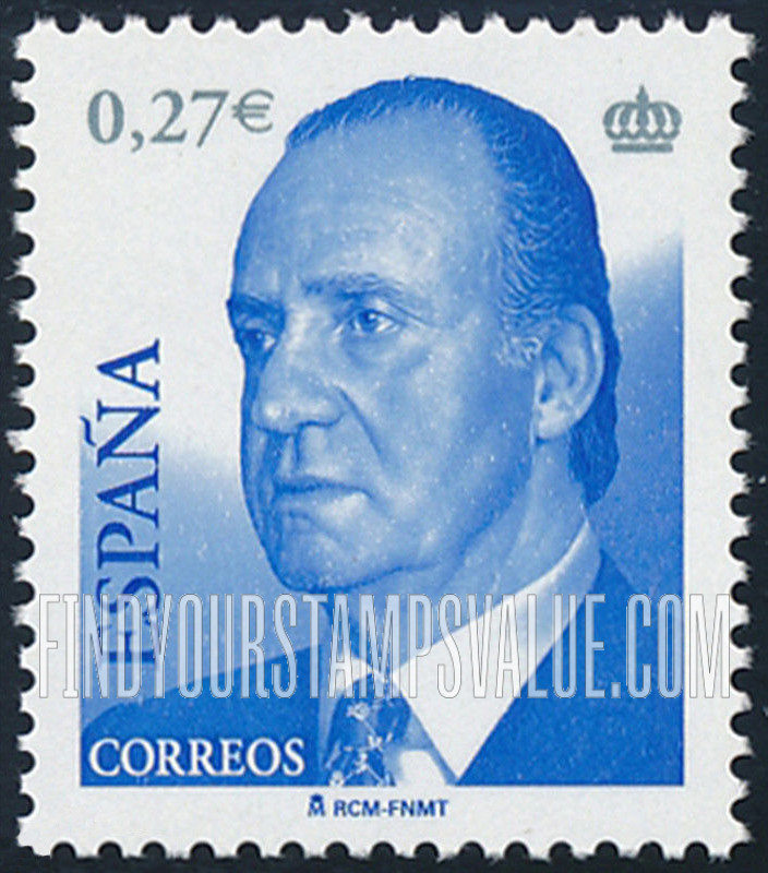 FindYourStampsValue: King Juan Carlos Type of 2001 With Euro Denominations Only
