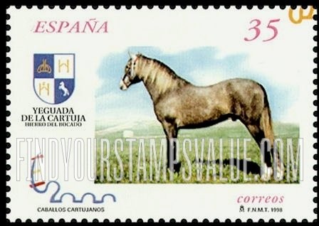 FindYourStampsValue: Carthusian Horses: Adult standing in grass