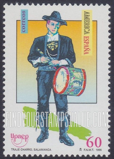 FindYourStampsValue: America Issue: Traditional costume of Charro Region, Salamanca