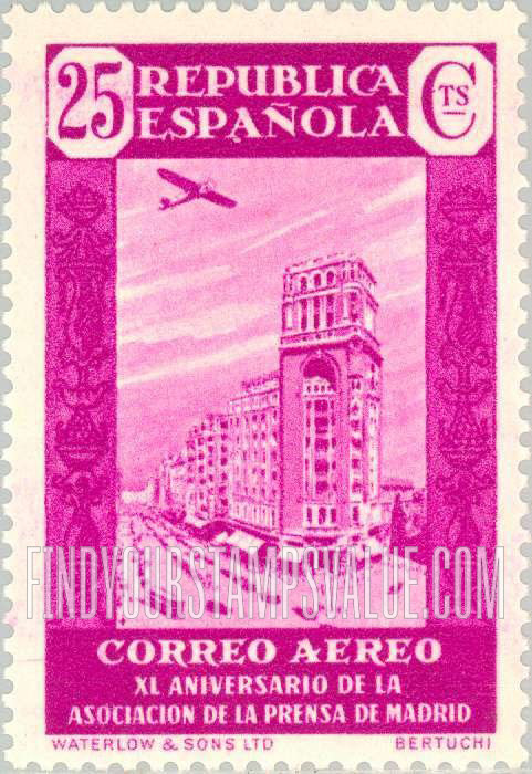 FindYourStampsValue: Air Post: Press Building, Madrid