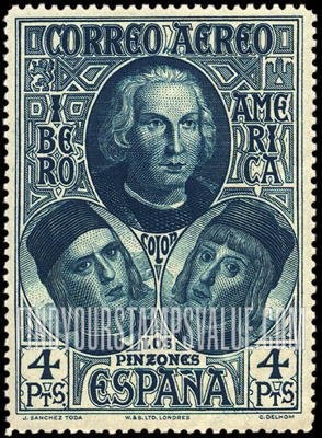 FindYourStampsValue: Air Post: Spanish-American, Columbus and Pinzón Brothers