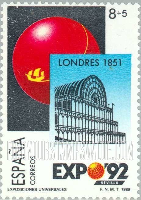FindYourStampsValue: Semi-Postal: EXPO ’92, Seville, Crystal Palace, London, 1851