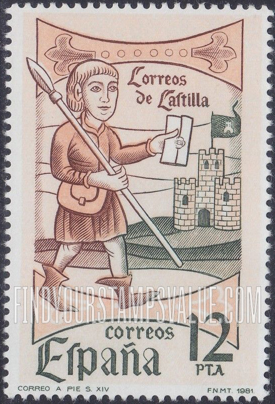 FindYourStampsValue: Mail Messenger, 14th Cent., Woodcut