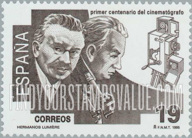 FindYourStampsValue: Motion Pictures, Centenary: Auguste and Louis Lumiere, early camera