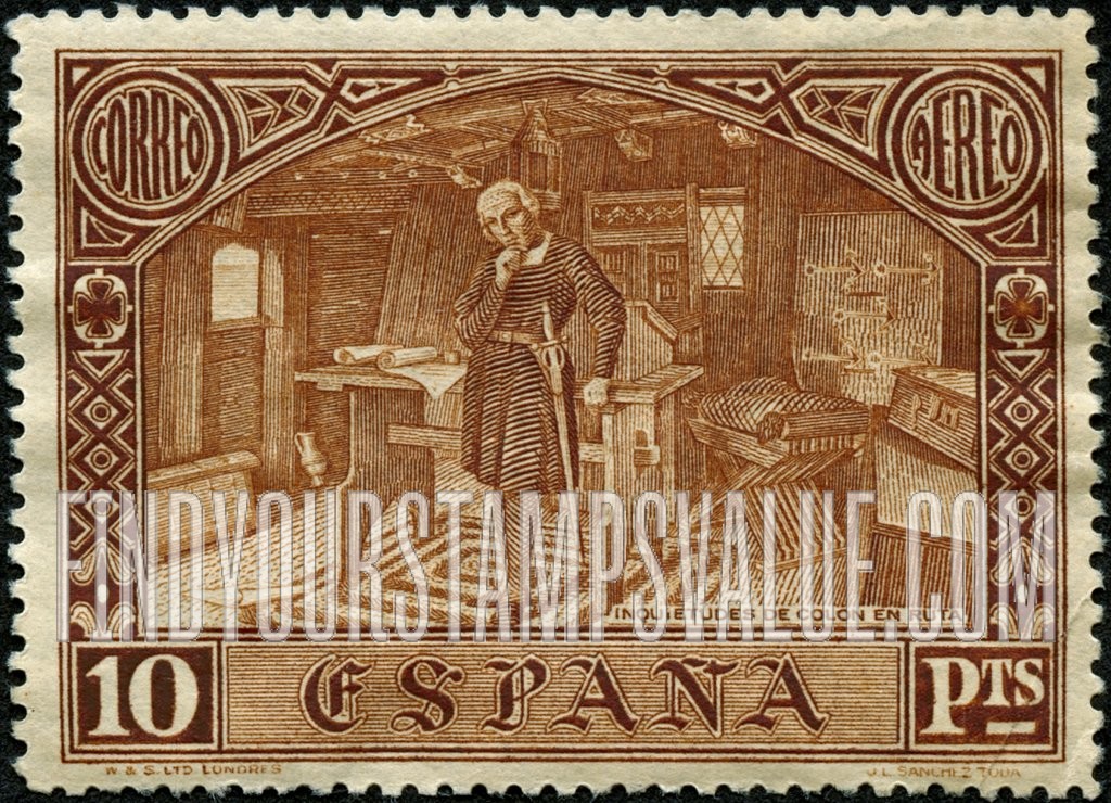 FindYourStampsValue: Air Post: Christopher Columbus, Columbus in His Cabin