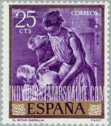 FindYourStampsValue: Sorolla Paintings: The Jug (woman and child)