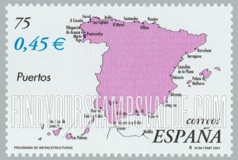 FindYourStampsValue: Ministry of Development, 150th Anniversary: Map showing Ports