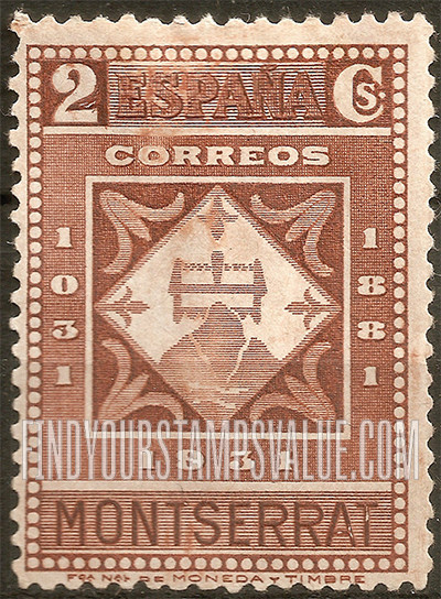 FindYourStampsValue: Symbolical of Montserrat Cut With a Saw