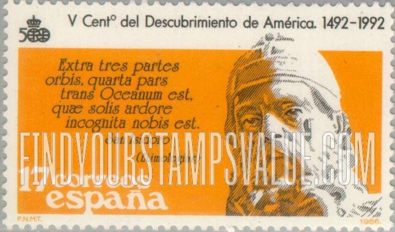 FindYourStampsValue: Discovery of America, 500th Anniversary (in 1992): San Isidoro, text from Etimologias