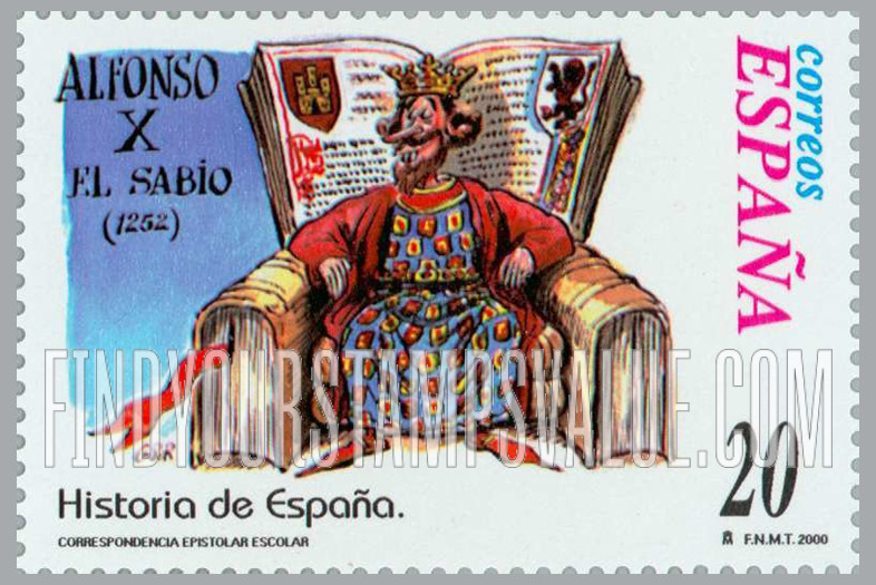 FindYourStampsValue: Letter Writing Type of 1998: Alfonso X (the Wise) becomes King, 1252