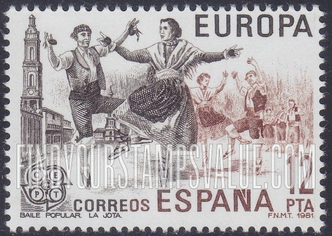 FindYourStampsValue: Europa Issue 1981: La Jota Folkdance
