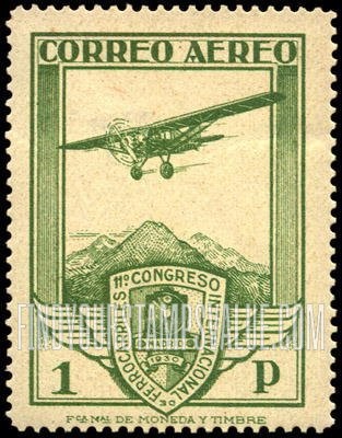 FindYourStampsValue: Air Post: Railway Congress, Plane and Congress Seal