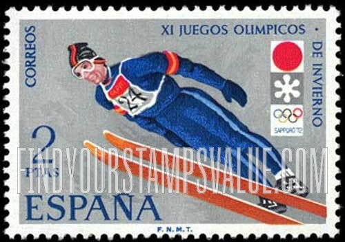 FindYourStampsValue: Ski jump and Sapporo Olympic emblem
